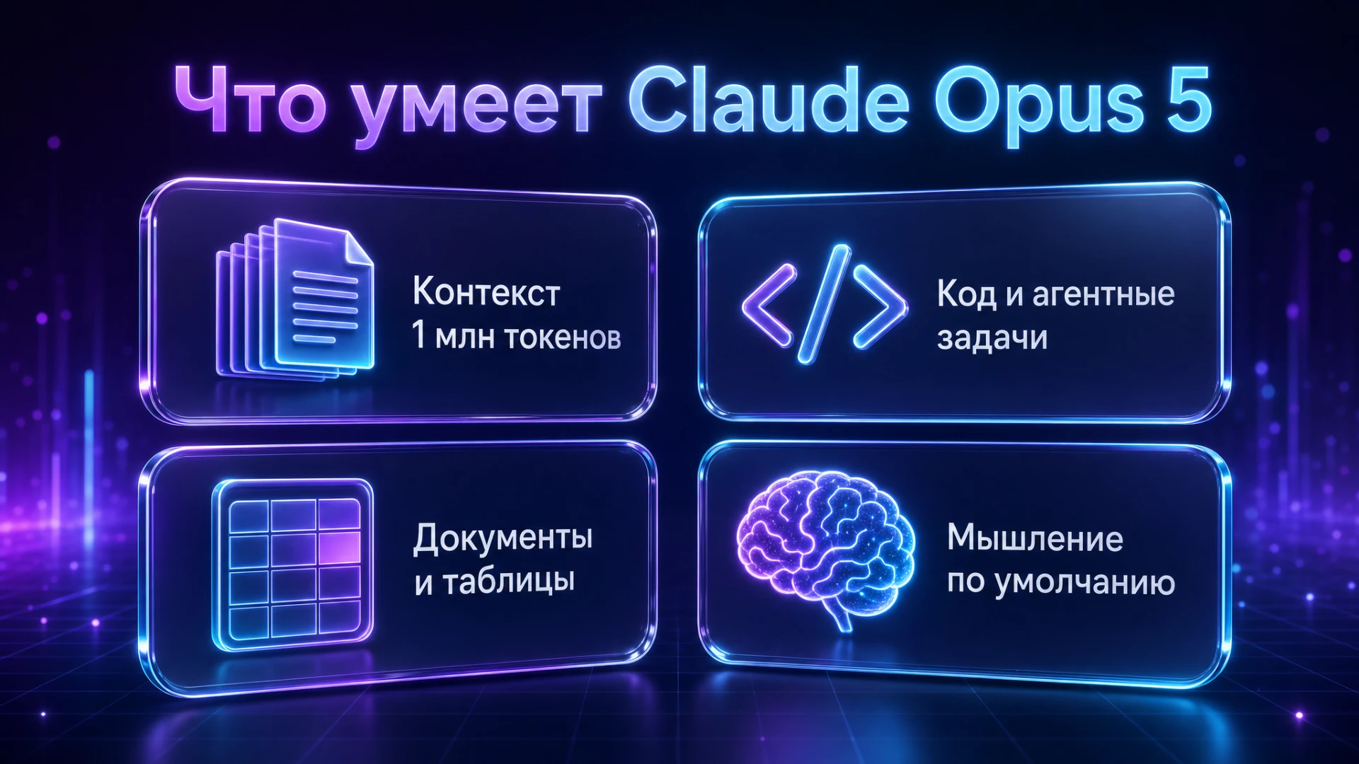 Возможности Claude Opus 5: контекст 1 млн токенов, код, документы, мышление