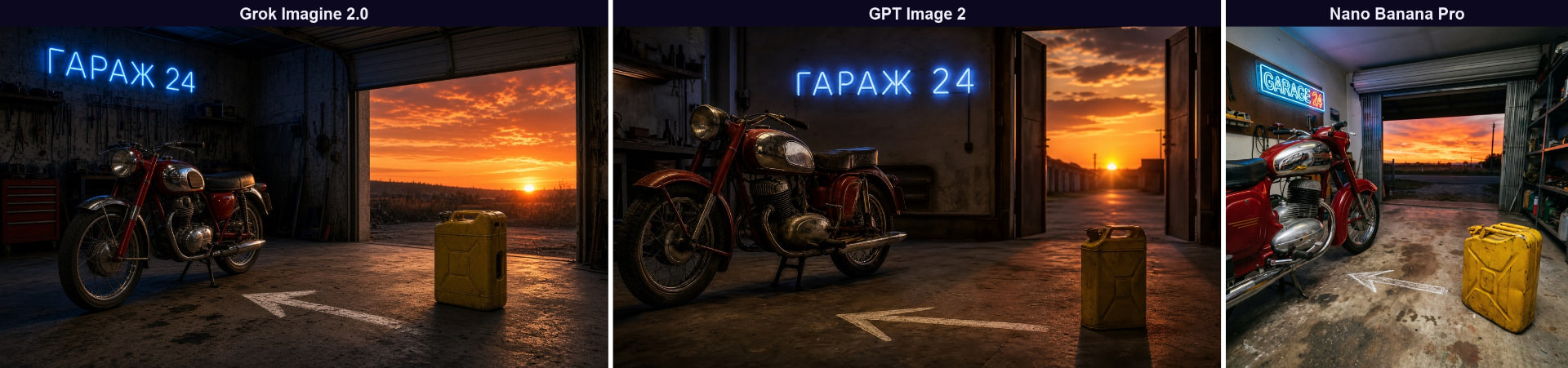Сравнение нейросетей: сложная инструкция из пяти условий — Grok Imagine 2.0, GPT Image 2, Nano Banana Pro