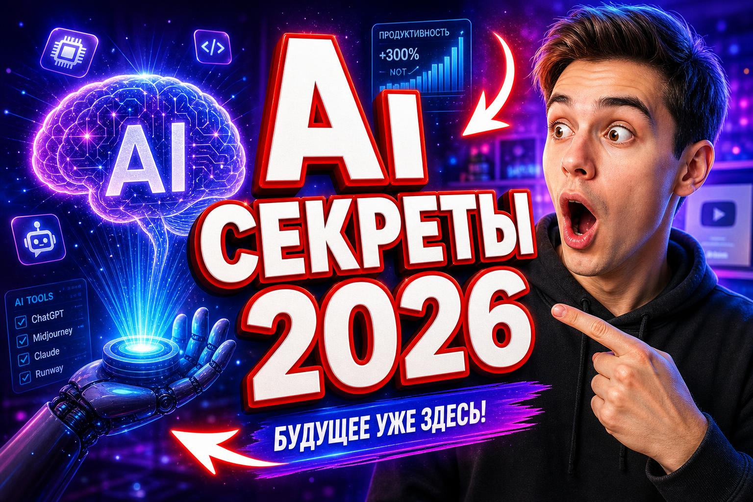 AI обложка для YouTube видео про игры — шокированный геймер, неоновый сетап, крупный жёлтый текст